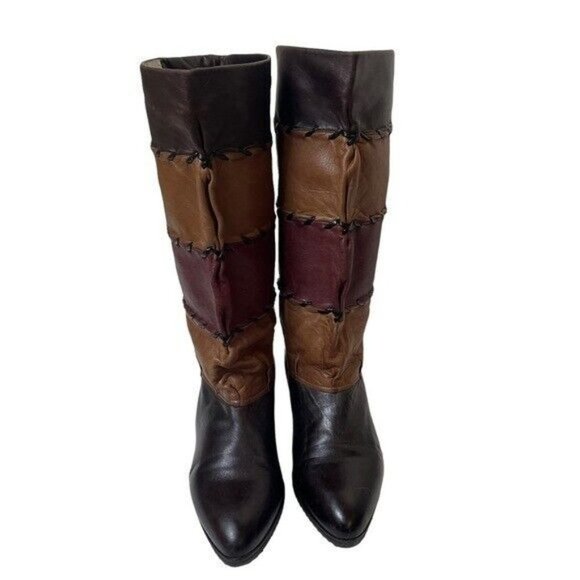 Vintage ADRIANO FOSI Italy Leather Boots Slouchy Patchwork Women’s Size 6 - Picture 3 of 12
